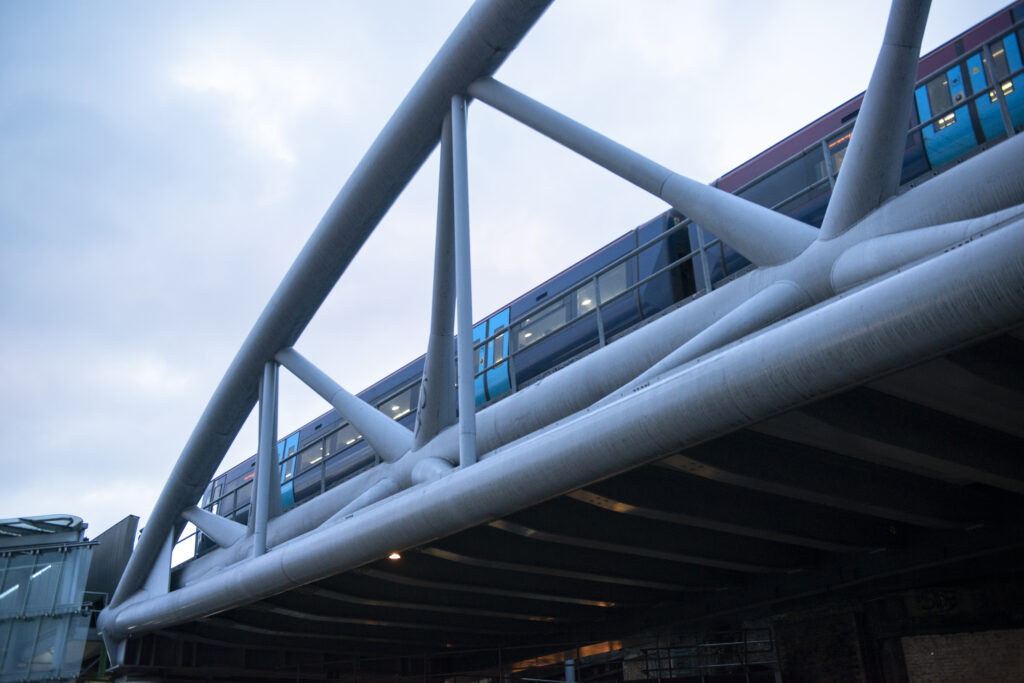 view city bridge with train